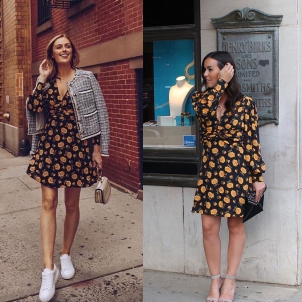 Veronica Beard Dress NWT Marion Floral Silk Mini Dress in Yellow Marigold new 2